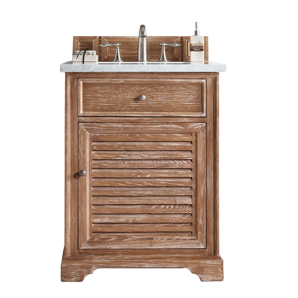 Savannah 26" Driftwood Single Vanity w/ 3 CM Arctic Fall Solid Surface Top