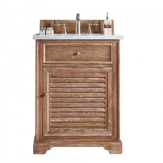 Savannah 26" Driftwood Single Vanity w/ 3 CM Carrara Marble Top