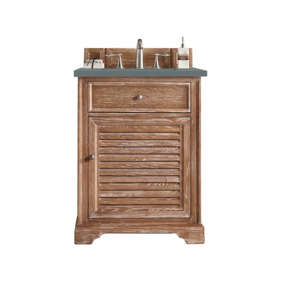 Savannah 26" Single Vanity Cabinet, Driftwood, w/ 3 CM Cala Blue Quartz Top