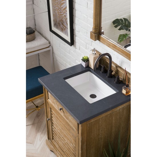 Savannah 26" Single Vanity, Driftwood, w/ 3 CM Charcoal Soapstone Quartz Top