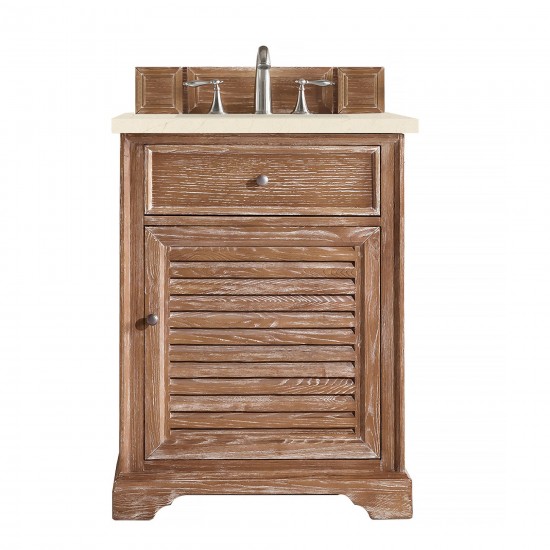 Savannah 26" Single Vanity Cabinet, Driftwood, w/ 3 CM Eternal Marfil Quartz Top