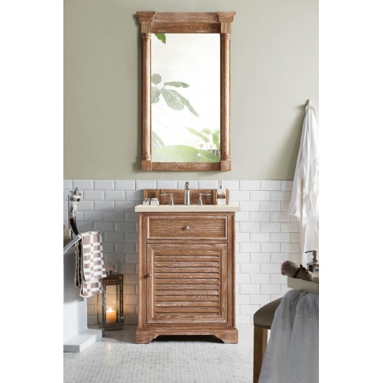 Savannah 26" Single Vanity Cabinet, Driftwood, w/ 3 CM Eternal Marfil Quartz Top