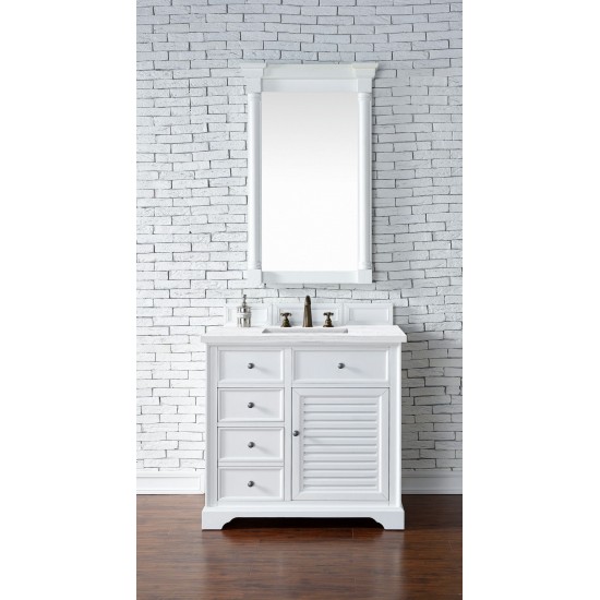 Savannah 36" Bright White Single Vanity w/ 3 CM Arctic Fall Solid Surface Top