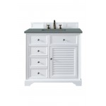 Savannah 36" Single Vanity Cabinet, Bright White, w/ 3 CM Cala Blue Quartz Top