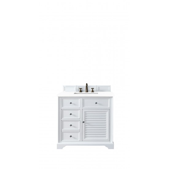 Savannah 36" Single Vanity, Bright White, w/ 3 CM Classic White Quartz Top