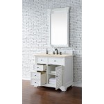 Savannah 36" Single Vanity, Bright White, w/ 3 CM Eternal Marfil Quartz Top