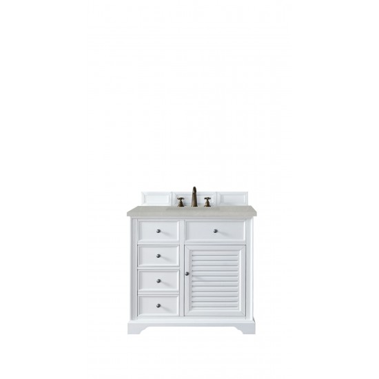 Savannah 36" Single Vanity, Bright White, w/ 3 CM Eternal Serena Quartz Top