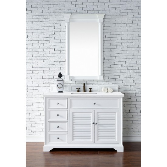 Savannah 48" Bright White Single Vanity w/ 3 CM Arctic Fall Solid Surface Top