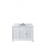 Savannah 48" Bright White Single Vanity w/ 3 CM Carrara Marble Top