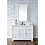 Savannah 48" Bright White Single Vanity w/ 3 CM Carrara Marble Top