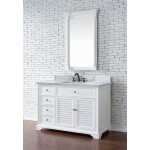 Savannah 48" Bright White Single Vanity w/ 3 CM Carrara Marble Top