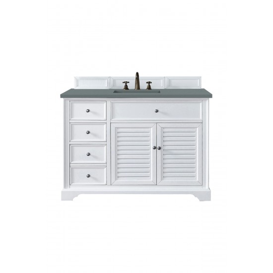 Savannah 48" Single Vanity Cabinet, Bright White, w/ 3 CM Cala Blue Quartz Top