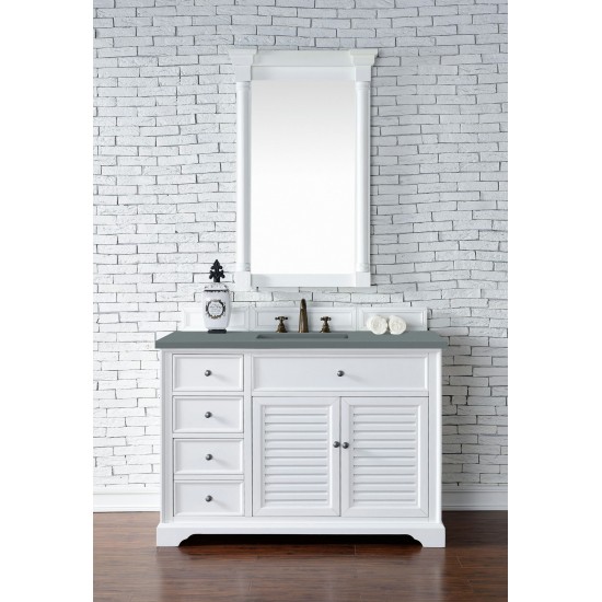 Savannah 48" Single Vanity Cabinet, Bright White, w/ 3 CM Cala Blue Quartz Top