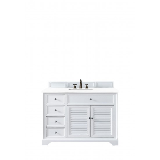 Savannah 48" Single Vanity, Bright White, w/ 3 CM Classic White Quartz Top