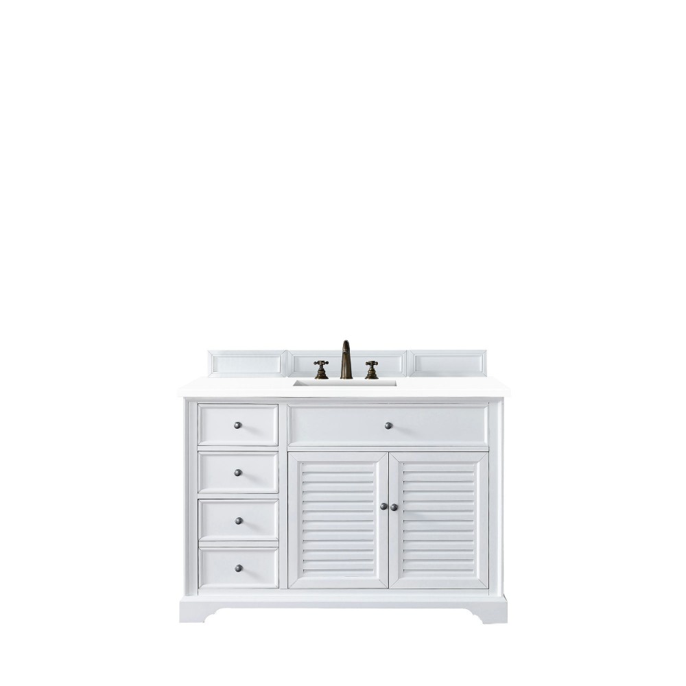 Savannah 48" Single Vanity, Bright White, w/ 3 CM Classic White Quartz Top