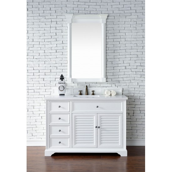 Savannah 48" Single Vanity, Bright White, w/ 3 CM Classic White Quartz Top