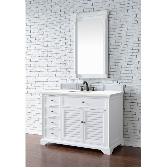 Savannah 48" Single Vanity, Bright White, w/ 3 CM Classic White Quartz Top