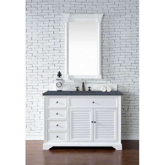 Savannah 48" Single Vanity, Bright White, w/ 3 CM Charcoal Soapstone Quartz Top