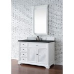 Savannah 48" Single Vanity, Bright White, w/ 3 CM Charcoal Soapstone Quartz Top