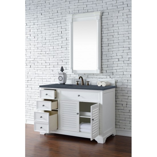 Savannah 48" Single Vanity, Bright White, w/ 3 CM Charcoal Soapstone Quartz Top