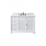 Savannah 48" Single Vanity, Bright White, w/ 3 CM Ethereal Noctis Quartz Top