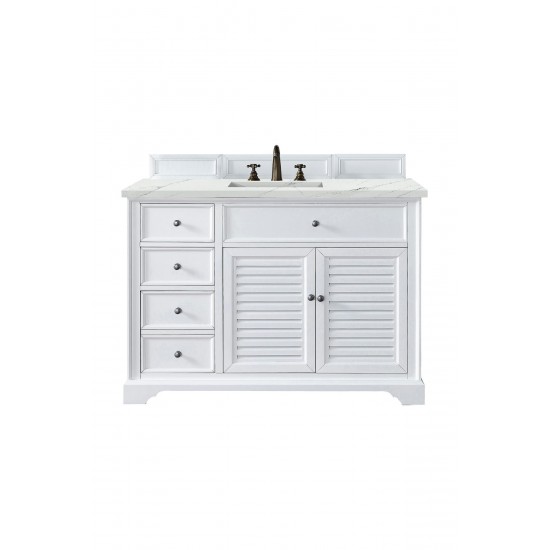 Savannah 48" Single Vanity, Bright White, w/ 3 CM Ethereal Noctis Quartz Top