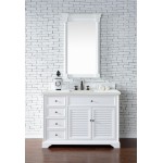 Savannah 48" Single Vanity, Bright White, w/ 3 CM Ethereal Noctis Quartz Top