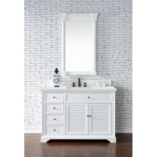 Savannah 48" Single Vanity, Bright White, w/ 3 CM Ethereal Noctis Quartz Top