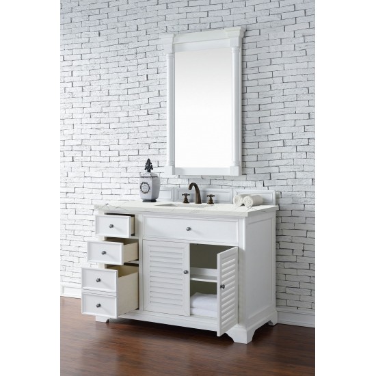 Savannah 48" Single Vanity, Bright White, w/ 3 CM Ethereal Noctis Quartz Top