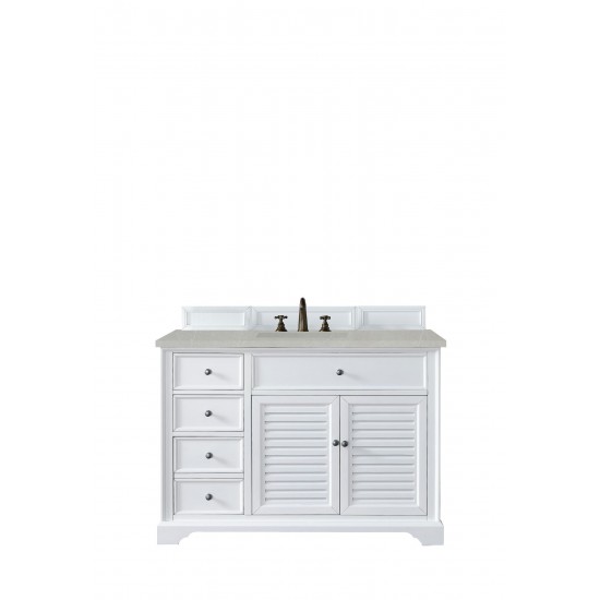 Savannah 48" Single Vanity, Bright White, w/ 3 CM Eternal Serena Quartz Top