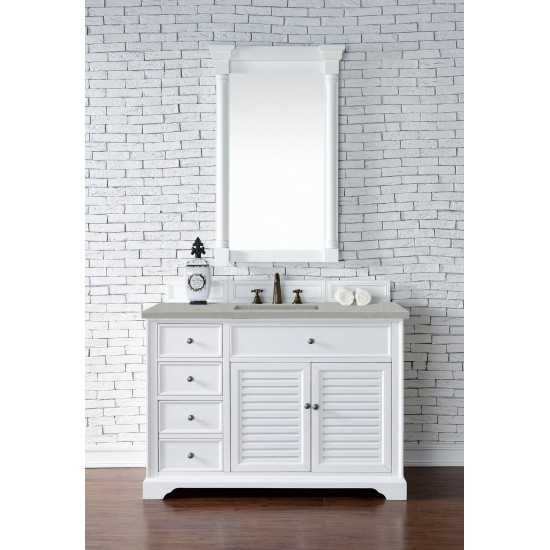 Savannah 48" Single Vanity, Bright White, w/ 3 CM Eternal Serena Quartz Top