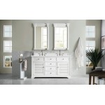 Savannah 60" Bright White Double Vanity w/ 3 CM Arctic Fall Solid Surface Top