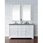 Savannah 60" Double Vanity Cabinet, Bright White, w/ 3 CM Cala Blue Quartz Top