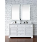 Savannah 60" Double Vanity, Bright White, w/ 3 CM Classic White Quartz Top