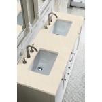 Savannah 60" Double Vanity, Bright White, w/ 3 CM Eternal Marfil Quartz Top