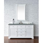 Savannah 60" Single Vanity Cabinet, Bright White, w/ 3 CM Cala Blue Quartz Top