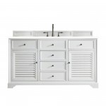 Savannah 60" Single Vanity, Bright White, w/ 3 CM Classic White Quartz Top