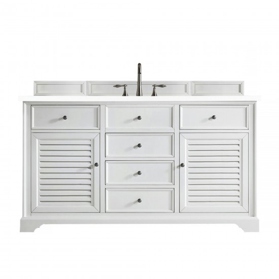 Savannah 60" Single Vanity, Bright White, w/ 3 CM Classic White Quartz Top