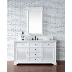 Savannah 60" Single Vanity, Bright White, w/ 3 CM Classic White Quartz Top