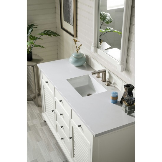 Savannah 60" Single Vanity, Bright White, w/ 3 CM Classic White Quartz Top