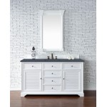 Savannah 60" Single Vanity, Bright White, w/ 3 CM Charcoal Soapstone Quartz Top