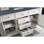 Savannah 60" Single Vanity, Bright White, w/ 3 CM Charcoal Soapstone Quartz Top
