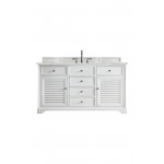 Savannah 60" Single Vanity, Bright White, w/ 3 CM Ethereal Noctis Quartz Top