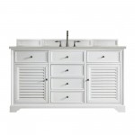 Savannah 60" Single Vanity, Bright White, w/ 3 CM Eternal Serena Quartz Top