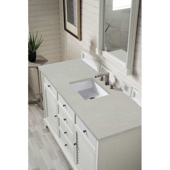 Savannah 60" Single Vanity, Bright White, w/ 3 CM Eternal Serena Quartz Top