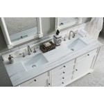 Savannah 72" Bright White Double Vanity w/ 3 CM Arctic Fall Solid Surface Top