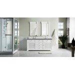 Savannah 72" Double Vanity, Bright White, w/ 3 CM Charcoal Soapstone Quartz Top