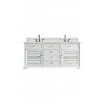 Savannah 72" Double Vanity, Bright White, w/ 3 CM Ethereal Noctis Quartz Top