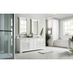 Savannah 72" Double Vanity, Bright White, w/ 3 CM Ethereal Noctis Quartz Top