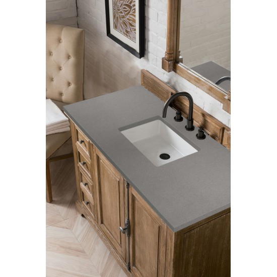 Providence 48" Single Vanity Cabinet, Driftwood, w/ 3 CM Grey Expo Quartz Top